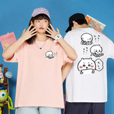 可愛いキャラ ゆるかわ トップス リーディングシーン フロントバックプリント ユニセックス 半袖Tシャツ