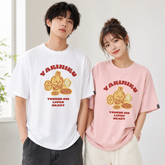 可愛いキャラ ゆるかわ トップス フードモチーフ タイポグラフィプリント ユニセックス 半袖Tシャツ