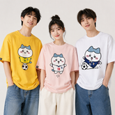 可愛いキャラ ゆるかわ トップス サッカーポーズ モーションプリント ユニセックス 半袖Tシャツ