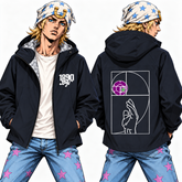 スタンド使い イラスト アウター Golden Spin ハンドサイン メンズ 防風 防寒 ジャケット