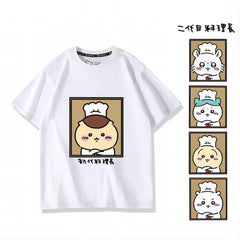 可愛いキャラ ゆるかわ トップス 初代と二代目料理長 ユニセックス 半袖Tシャツ