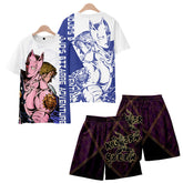 スタンド使い イラスト トップス キャラクタープリント ユニセックス 半袖 Tシャツ/パンツ