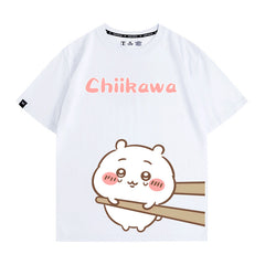 可愛いキャラ ゆるかわ トップス 箸で挟まれる ユニセックス 半袖Tシャツ