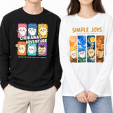【薄手・裏起毛から選べる】可愛いキャラ ゆるかわ トップス カラフルなパネル風キャラクタープリント ユニセックス 長袖 スウェット