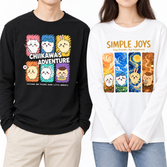 【薄手・裏起毛から選べる】可愛いキャラ ゆるかわ トップス カラフルなパネル風キャラクタープリント ユニセックス 長袖 スウェット