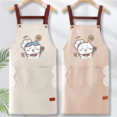 可愛いキャラ ゆるかわ 料理シェフ 防水 防油 手拭きタオル付き エプロン