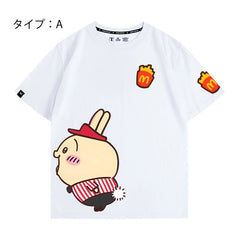 可愛いキャラ ゆるかわ トップス マック店員 ユニセックス 半袖Tシャツ