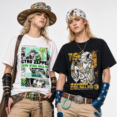 スタンド使い イラスト トップス スティール・ボール・ラン風 ユニセックス 半袖Tシャツ