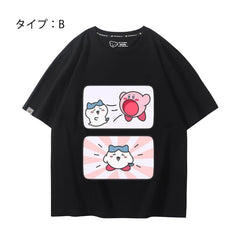 可愛いキャラ ゆるかわ トップス カービィと変身 ユニセックス 半袖Tシャツ