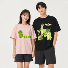 スタンド使い イラスト トップス 恐竜ファミリー ユニセックス 半袖Tシャツ