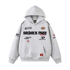 【薄手・裏起毛から選べる】バイカースタイル トップス スポーツブランド風 レタリングプリント ユニセックス 長袖 パーカー