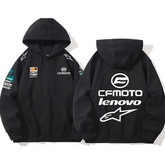 【薄手・裏起毛から選べる】バイカースタイル トップス モータースポーツ バックロゴ ユニセックス 長袖 パーカー