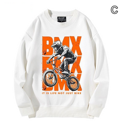 【薄手・裏起毛から選べる】バイカースタイル トップス BMX バイクバックプリント ユニセックス 長袖 スウェット