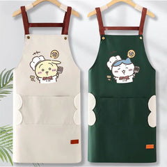 可愛いキャラ ゆるかわ 料理シェフ 防水 防油 手拭きタオル付き エプロン