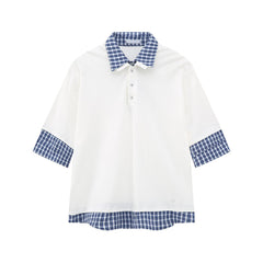 Check collar layered style shirt OR4333