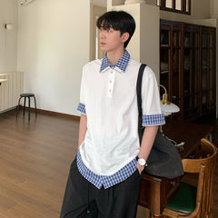Check collar layered style shirt OR4333