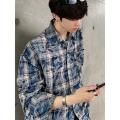 Check pattern contrast shirt or1924