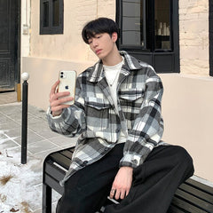 Check pattern shirt jacket or2182