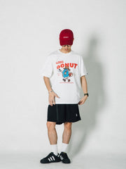 遊び心 ストリート グラフィック メンズ コットン 半袖Tシャツ キャラクタープリント