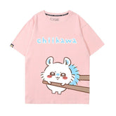 可愛いキャラ ゆるかわ トップス 箸で挟まれる ユニセックス 半袖Tシャツ