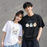 可愛いキャラ ゆるかわ トップス 海辺モチーフのキャラクタープリント ユニセックス 半袖Tシャツ