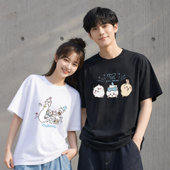 可愛いキャラ ゆるかわ トップス 海辺モチーフのキャラクタープリント ユニセックス 半袖Tシャツ