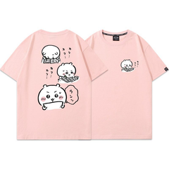 可愛いキャラ ゆるかわ トップス リーディングシーン フロントバックプリント ユニセックス 半袖Tシャツ