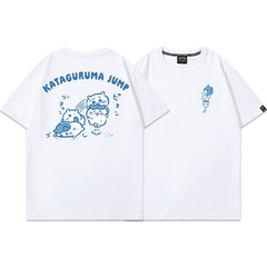 可愛いキャラ ゆるかわ トップス ジャンピングシーン フロントバックプリント ユニセックス 半袖Tシャツ
