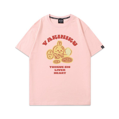 可愛いキャラ ゆるかわ トップス フードモチーフ タイポグラフィプリント ユニセックス 半袖Tシャツ