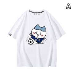 可愛いキャラ ゆるかわ トップス サッカーポーズ モーションプリント ユニセックス 半袖Tシャツ