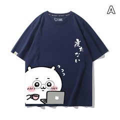 可愛いキャラ ゆるかわ トップス デスクブレイク ピースサインプリント ユニセックス 半袖Tシャツ