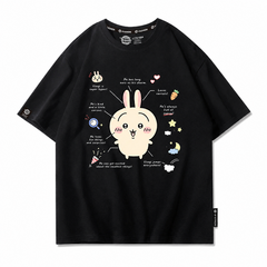 可愛いキャラ ゆるかわ トップス 解説風プリント ユニセックス 半袖Tシャツ