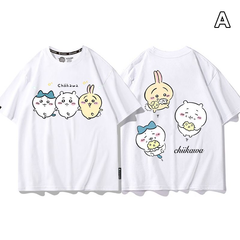 可愛いキャラ ゆるかわ トップス キャラクタープリント ユニセックス 半袖Tシャツ