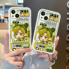 スタンド使い イラスト キャラクタープリント iPhoneスマホケース 収納式スタンド付き iPhone 8~12・SE 第2世代 9デザイン