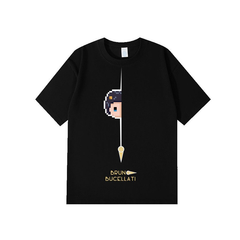 スタンド使い イラスト トップス ピクセル風プリント ユニセックス 半袖Tシャツ