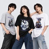 スタンド使い イラスト トップス キャラクタープリント 3タイプ ユニセックス 半袖Tシャツ