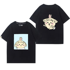 可愛いキャラ ゆるかわ トップス 散髪 ユニセックス 半袖Tシャツ