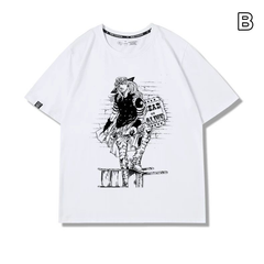 スタンド使い イラスト トップス コミックアート 4タイプのフロントプリントデザイン ユニセックス 半袖 Tシャツ