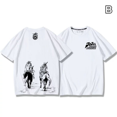 スタンド使い イラスト トップス ワンポイントロゴ 2タイプのバックプリントデザイン ユニセックス 半袖 Tシャツ