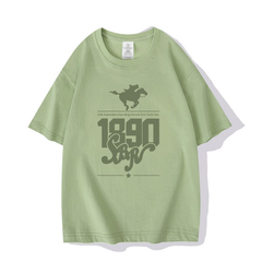 スタンド使い イラスト トップス レトロウエスタン風 1890ロゴプリントデザイン ユニセックス 半袖 Tシャツ