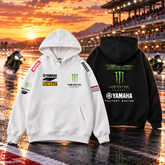 【薄手・裏起毛から選べる】バイカースタイル トップス レーシングロゴ カラーデザイン ユニセックス 長袖 パーカー
