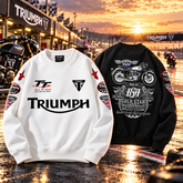 【薄手・裏起毛から選べる】バイカースタイル トップス バイクレタリング&車体グラフィック ユニセックス 長袖 スウェット