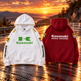 【薄手・裏起毛から選べる】バイカースタイル トップス レーシングロゴ スリーブレタリング ユニセックス 長袖 パーカー