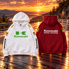 【薄手・裏起毛から選べる】バイカースタイル トップス レーシングロゴ スリーブレタリング ユニセックス 長袖 パーカー