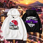 【薄手・裏起毛から選べる】バイカースタイル トップス スポーツカー バックグラフィック ユニセックス 長袖 パーカー