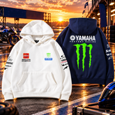 【薄手・裏起毛から選べる】バイカースタイル トップス レーシングエンブレム バイクプリント ユニセックス 長袖 パーカー