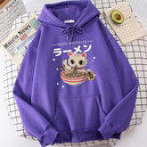 【薄手・裏起毛から選べる】キャラクター アニメ風 トップス ラーメン猫 ユニセックス 長袖 パーカー