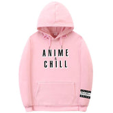 【薄手・裏起毛から選べる】キャラクター アニメ風 トップス ANIME CHILLロゴ ユニセックス 長袖 パーカー