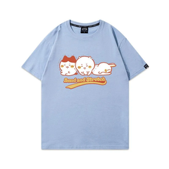 可愛いキャラ ゆるかわ トップス ストレッチポーズ トリオプリント ユニセックス 半袖Tシャツ