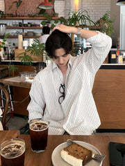 ナチュラルストライプ ルーズシャツ OR5123